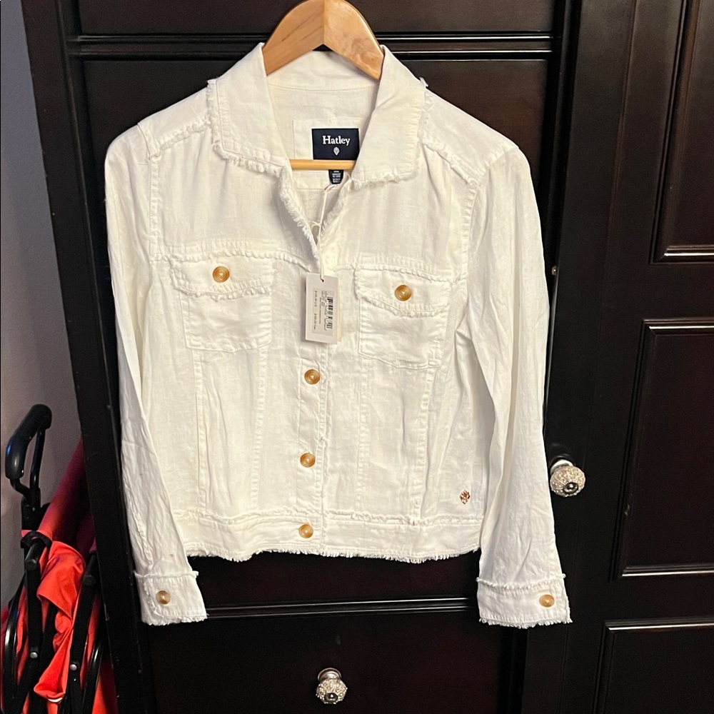 Hatley White Denim Jacket with Gold Buttons